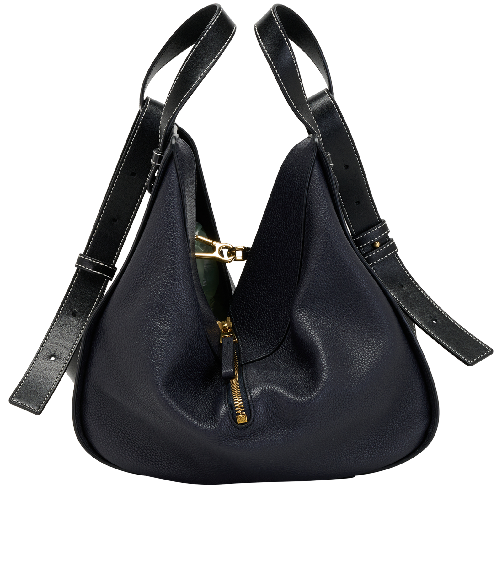 Small Hammock, &pound;1,100, Handbags, Black/Navy, Leather, Side view